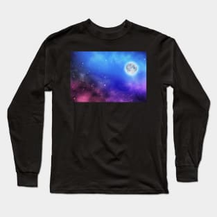 Full moon on dreamy night sky Long Sleeve T-Shirt